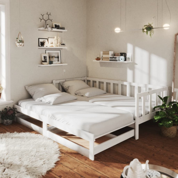 Łóżko wysuwane 2 x (90x200) cm białe lite drewno sosnowe