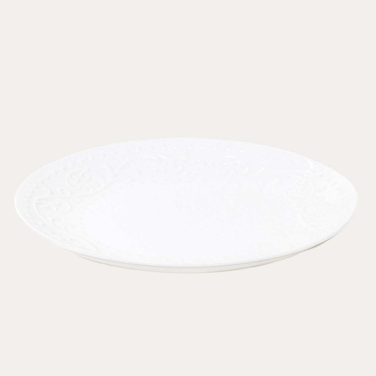 Talerz SYLIA obiadowy biały z ornamentem 27 cm