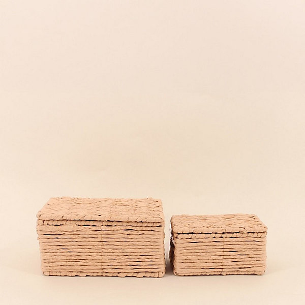 Lot de 2 boites en corde papier armatures métal