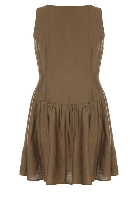 Womens Brown Button Through Mini Dress