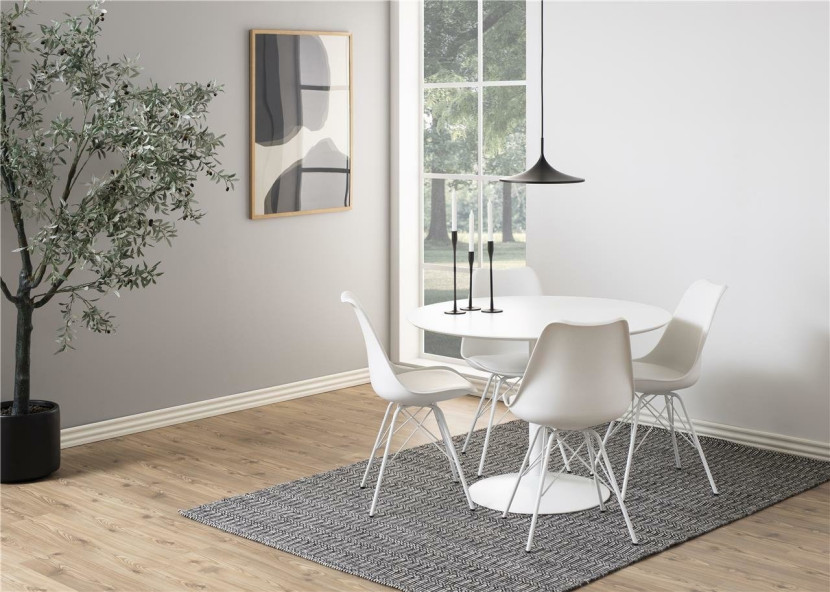 STÓŁ OKRĄGŁY Ibiza biały do jadalni 110 cm MDF I METAL