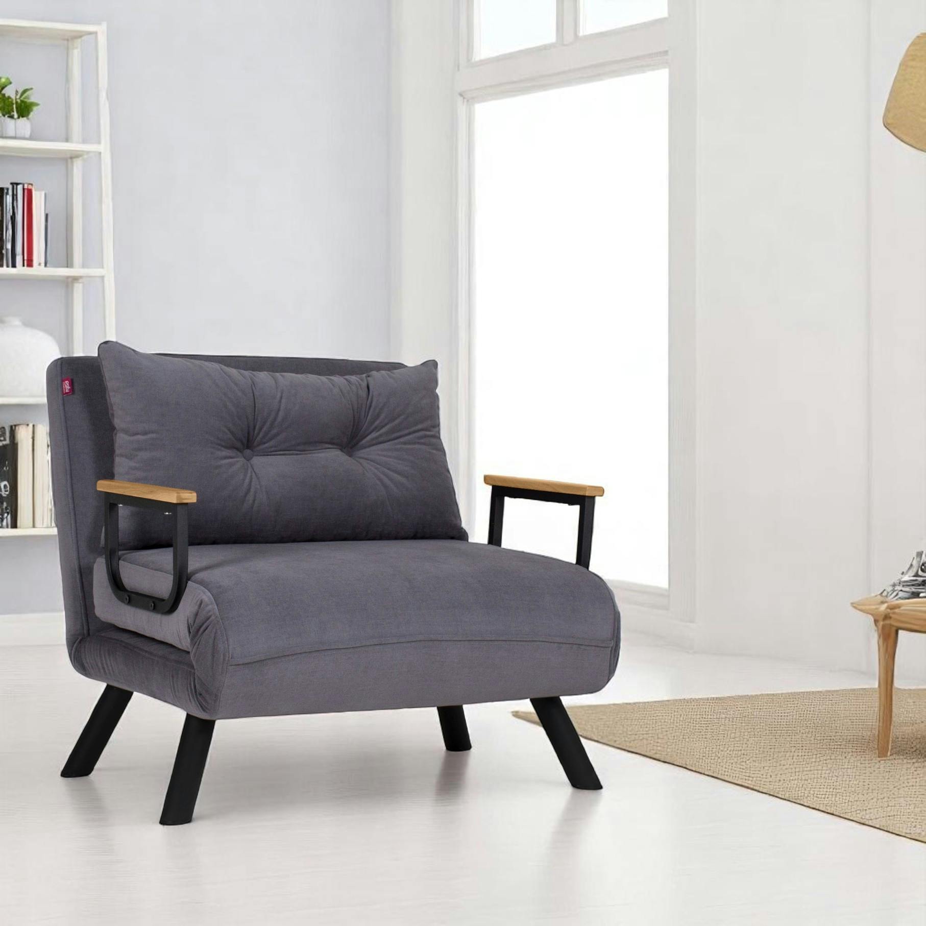 Fauteuil convertible gris - coussin assorti MODI