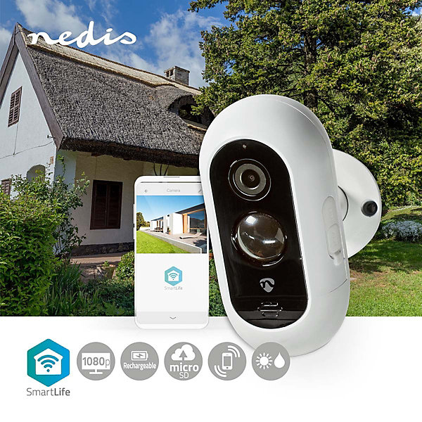 Caméra extérieure SmartLife Wi-Fi 1920x1080 IP65 Blanc NEDIS
