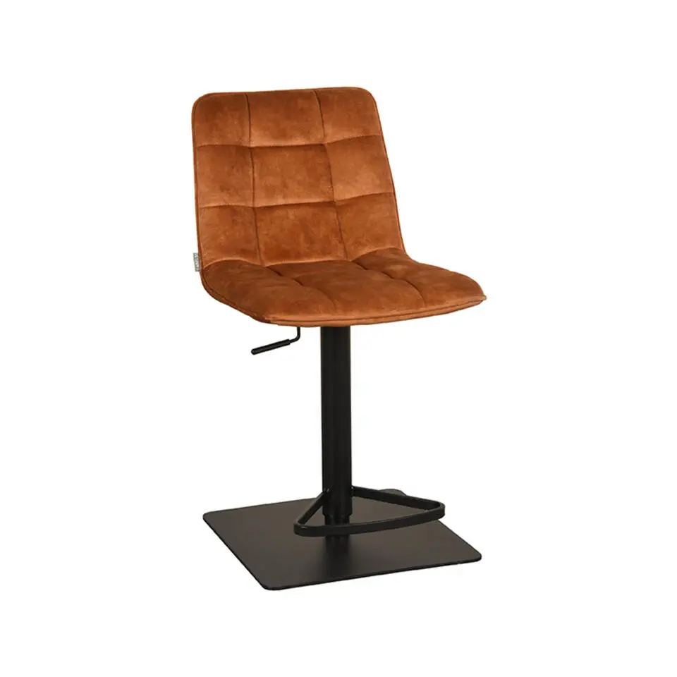 LABEL51 Barkruk Juul - Oker - Velours - 56x45x88 cm - set van 2