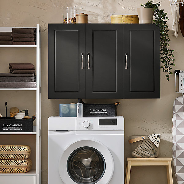 Armoire Murale de Salle de Bain Meuble de Rangement Suspendu 3 Portes, FRG231-L-SCH, SoBuy