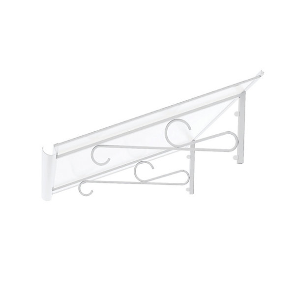 ARCTOM Auvent MELA 140x79, couleur blanc RAL9016, plaque incolore
