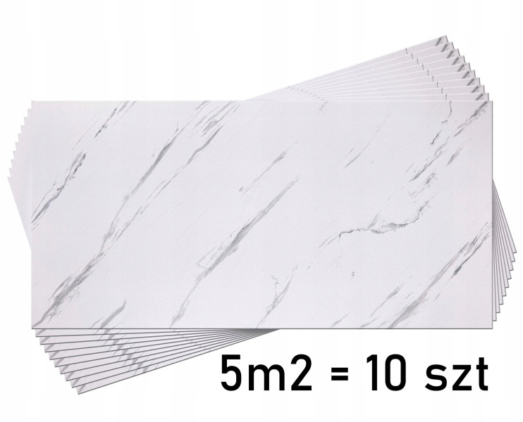 Panele Ścienne Marmur Biały Jak Carrara Kasetony 100X50Cm 5M2 10Szt. 7214Xl
