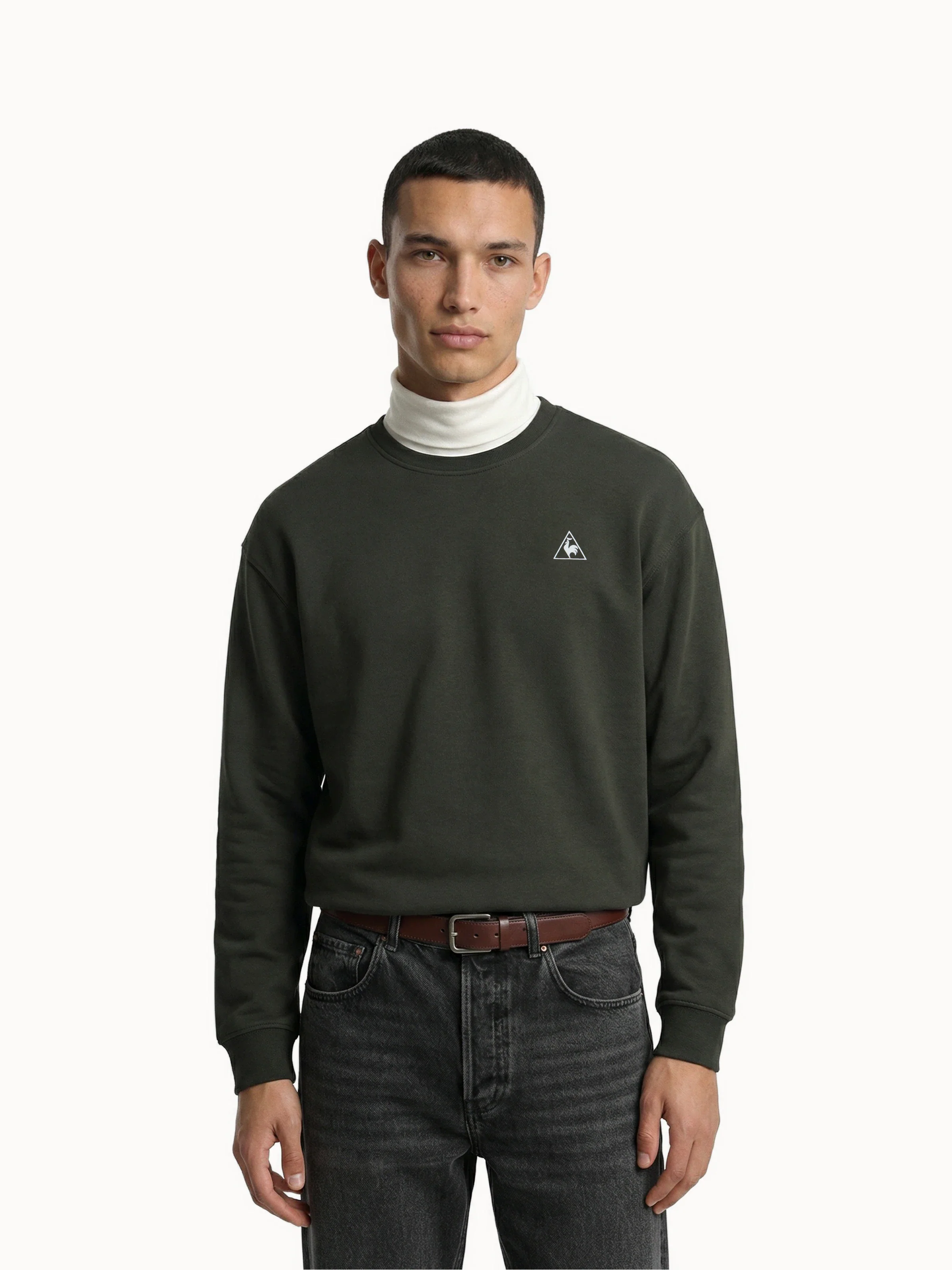 Sweat col rond relax double face et logo triangle
