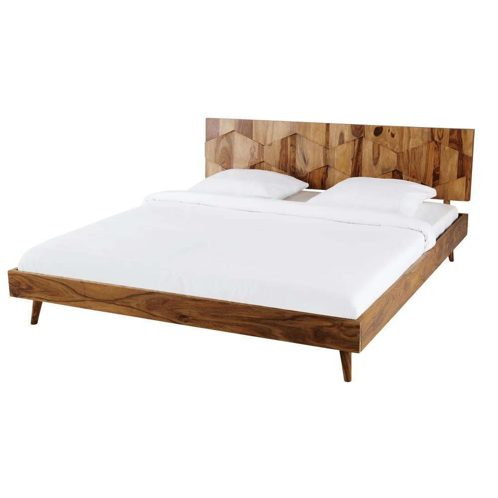 Quadra - Lit 180x200 vintage en bois de sheesham massif