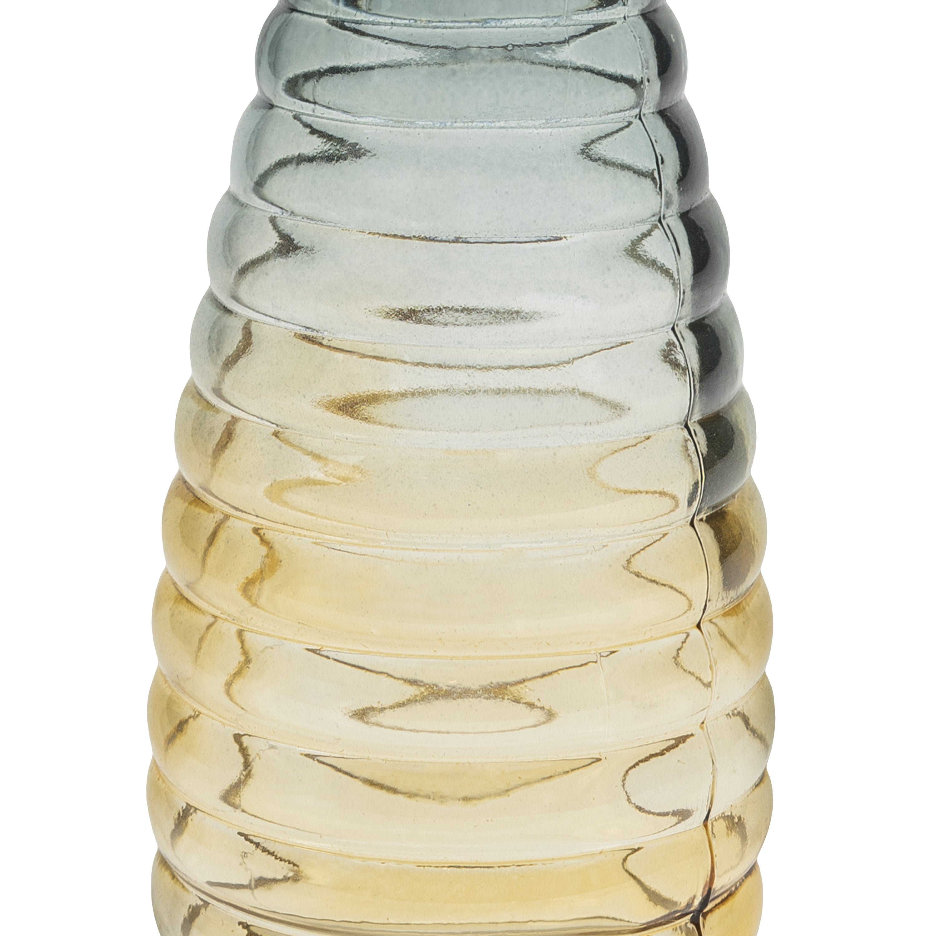 QUVIO Glazen vaas met patroon, geel blauw - Hoogte 19,5 cm