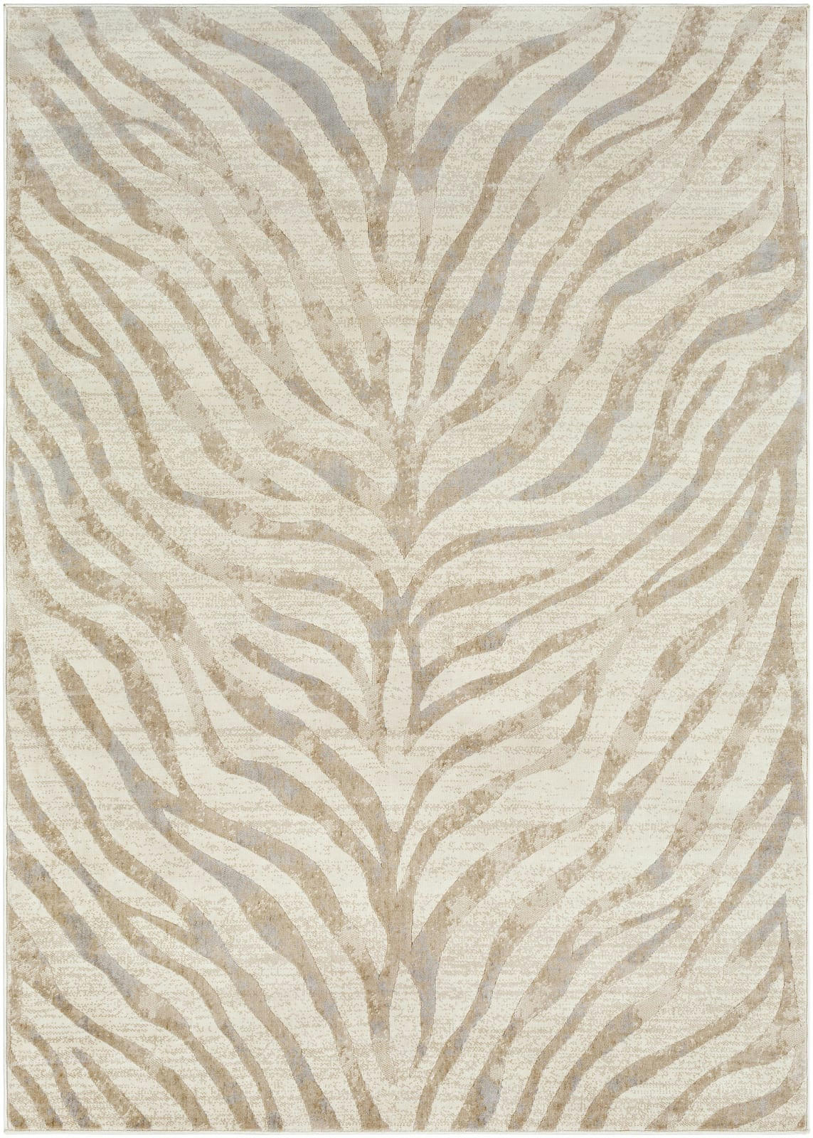 CYBELE - Tapis Zébré Bohème Gris Clair/Beige 120x170