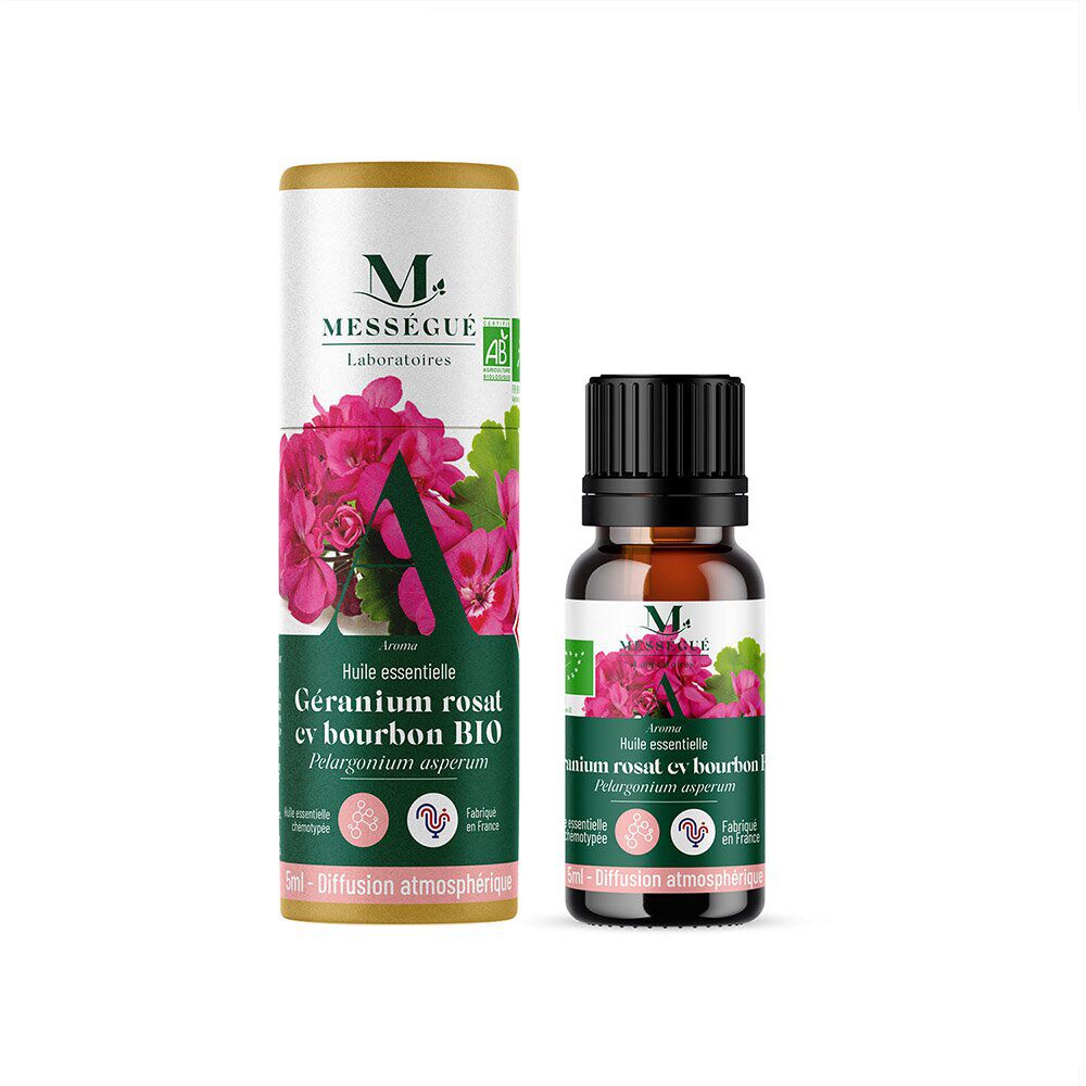 Huile essentielle géranium rosat cv bourbon bio Mességué 5ml