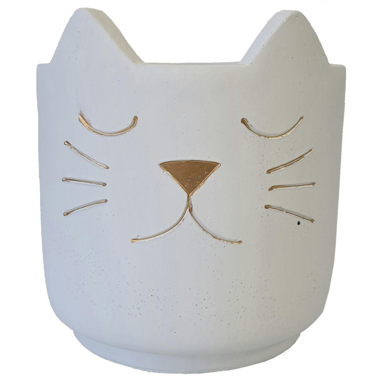 - Cache pot de fleurs chat blanc H17cm