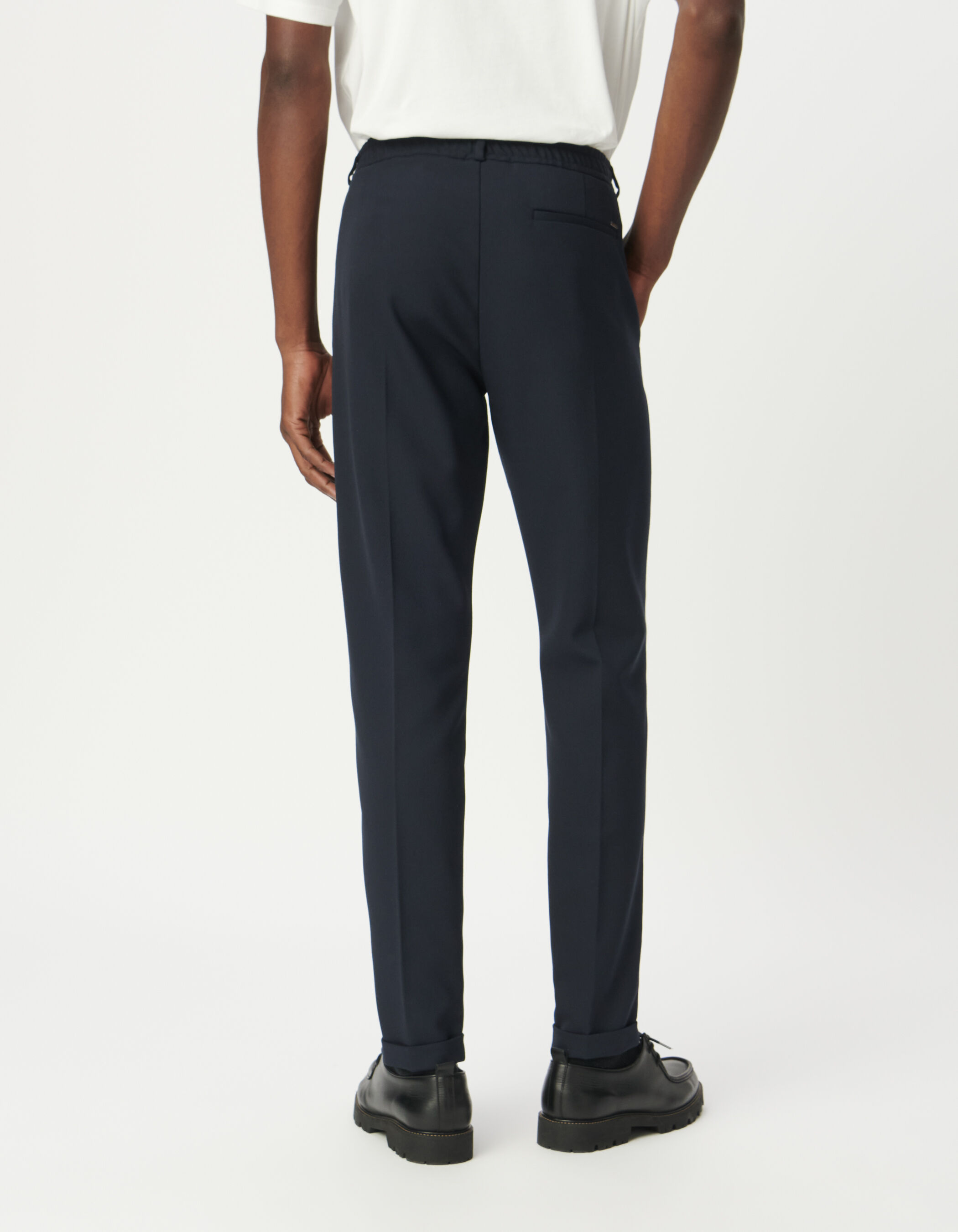 Pantalon de costume marine élastiqué dos Homme