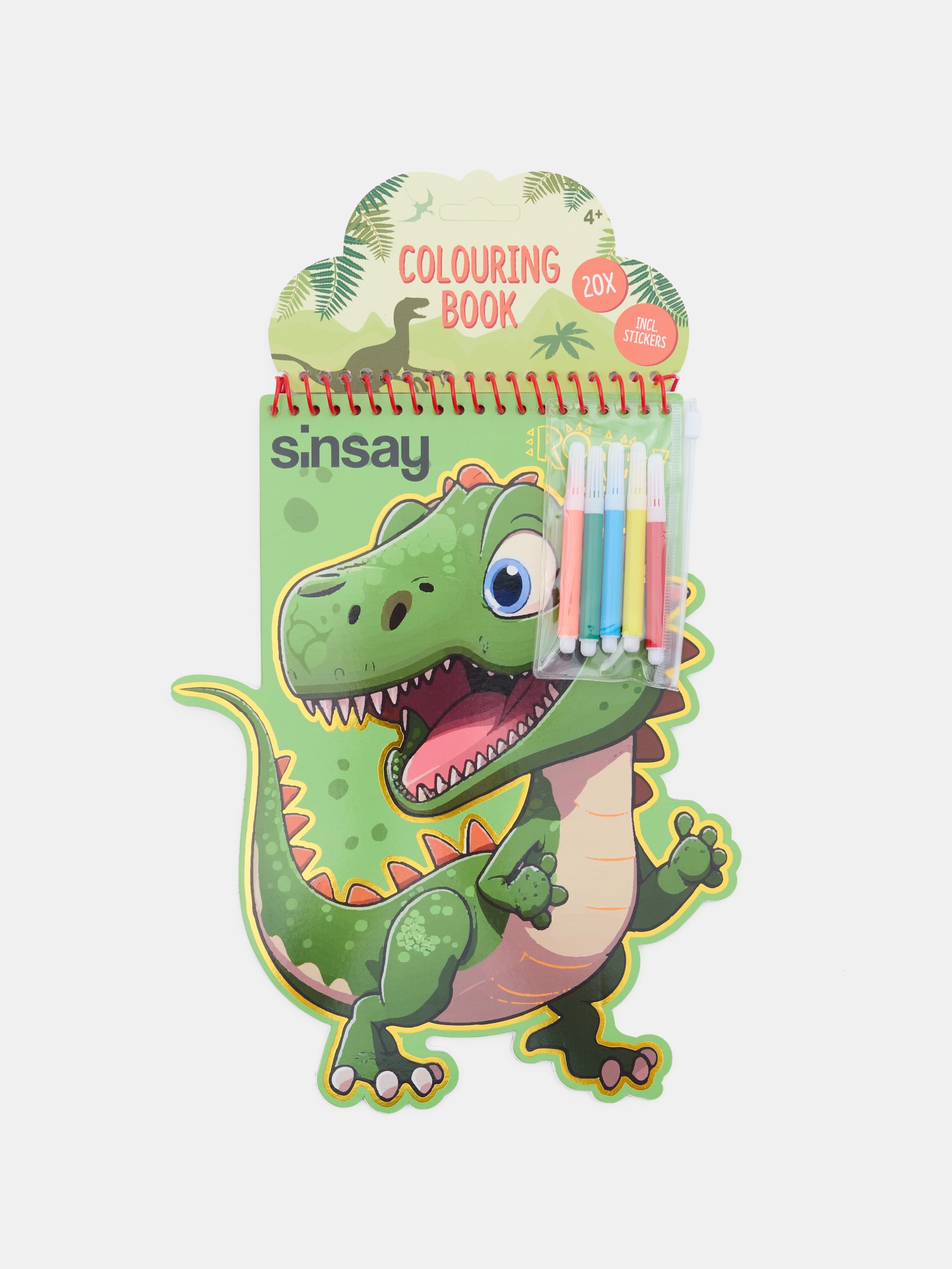 Kolorowanka z markerami i naklejkami z motywem dinozaura 7 pack