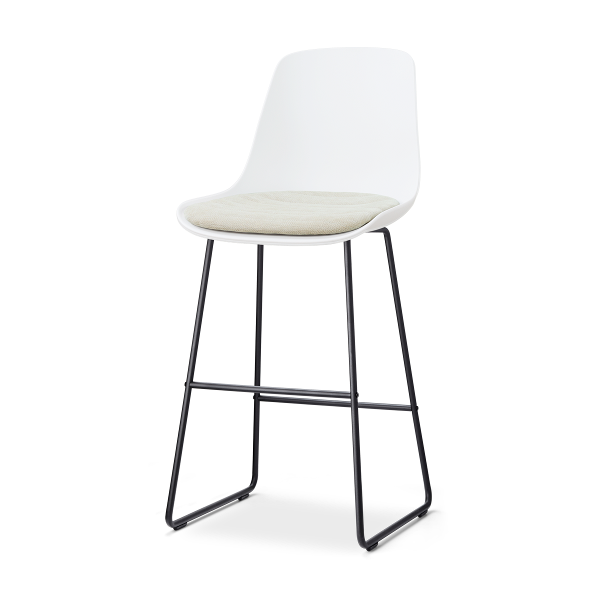Nolon Nino-Liv Barkruk Wit met Naturelbeige Zitkussen Zwarte Poten 75 Cm