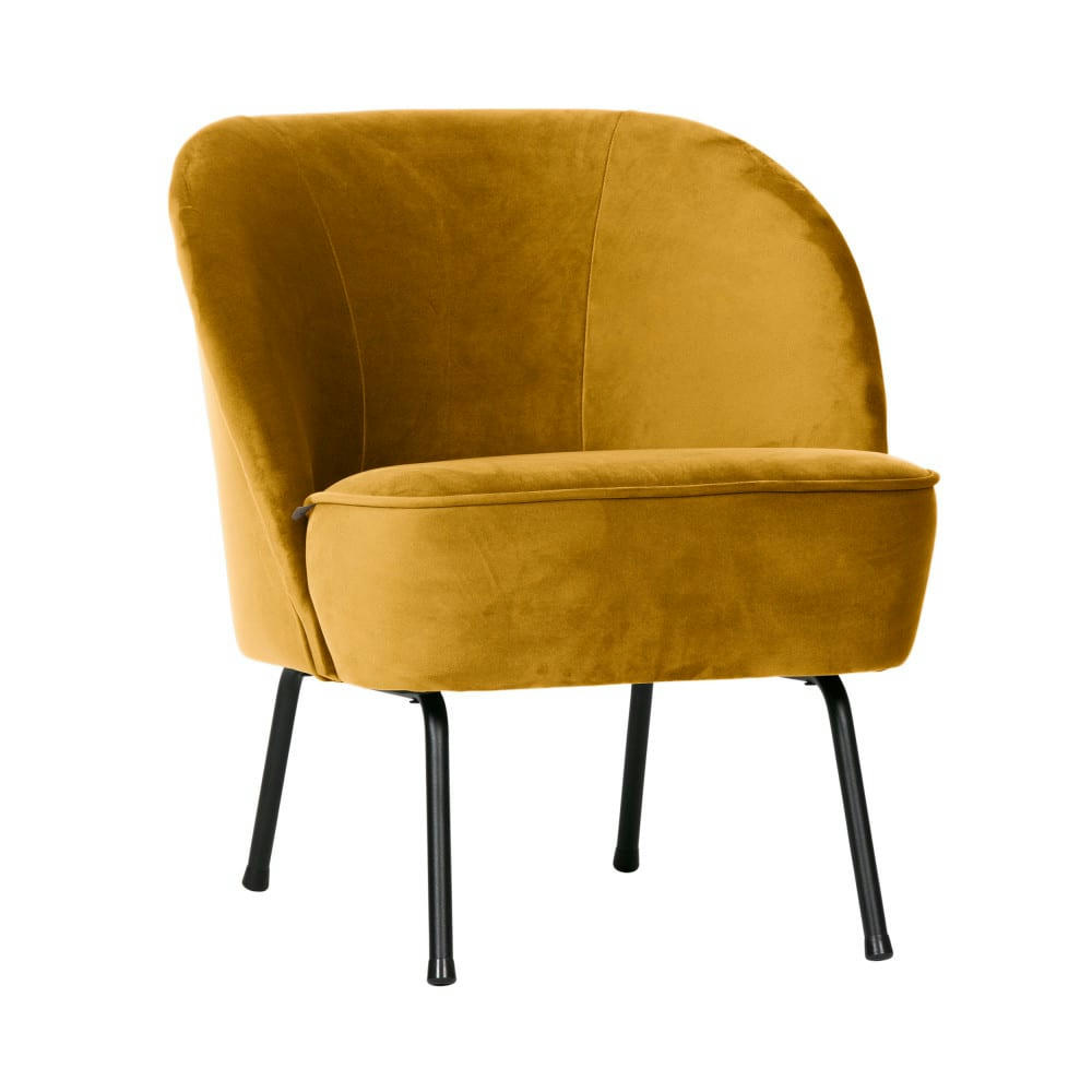 VOGUE - Fauteuil lounge en velours jaune moutarde