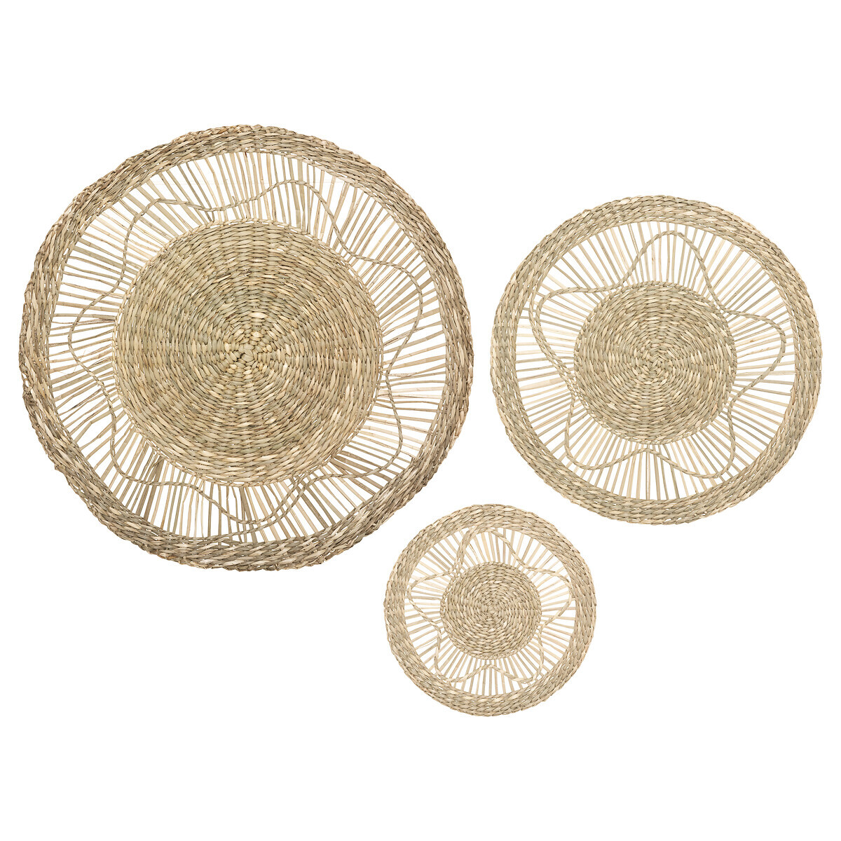 Set of 3 wall decorations "Lela" Reed, D.18/28/38 cm