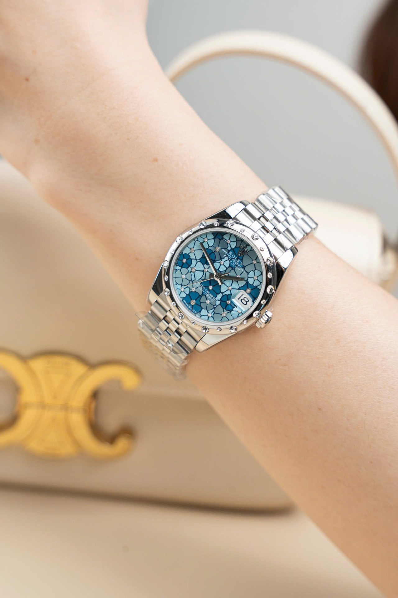 Rolex Datejust 278344 316L Steel Flower Blue Dial CZ Diamonds 31mm Jub AAA Replica