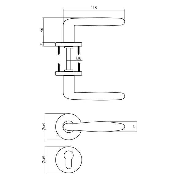 Türdrücker »Phobos«, D.49x7 mm PZ-Rosetten