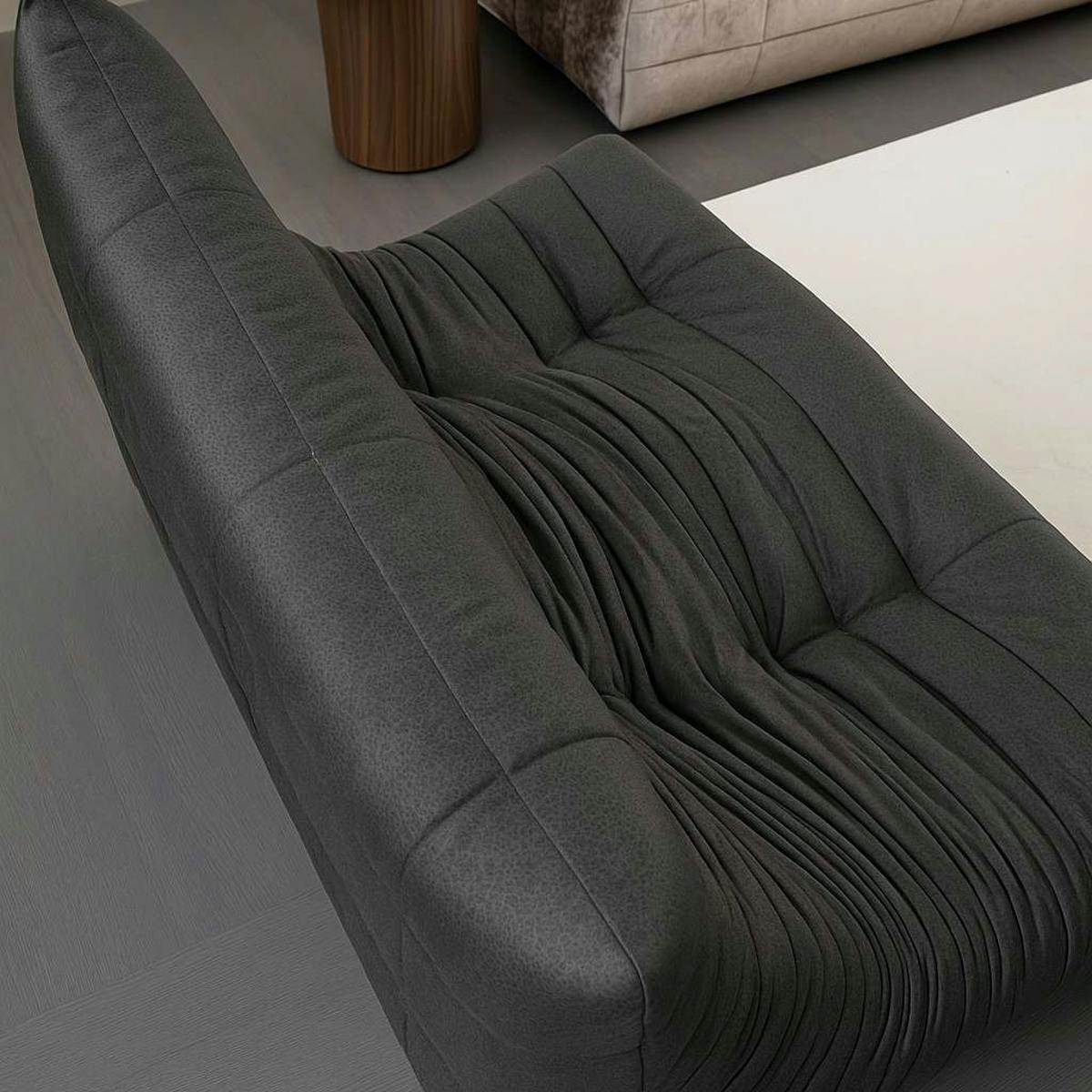 Canapé 2 places gris sombre tissu plissé 145 cm ARVEN