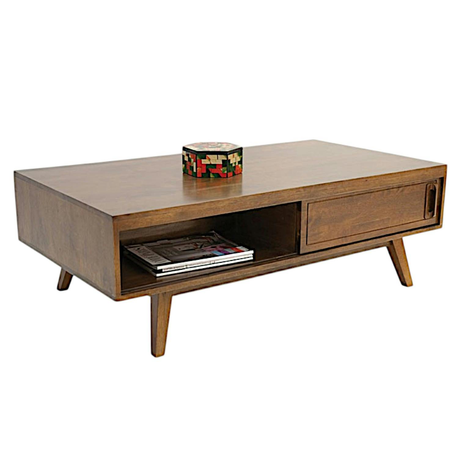 Table basse 2 portes coulissantes hévéa 120 cm SIXTIES