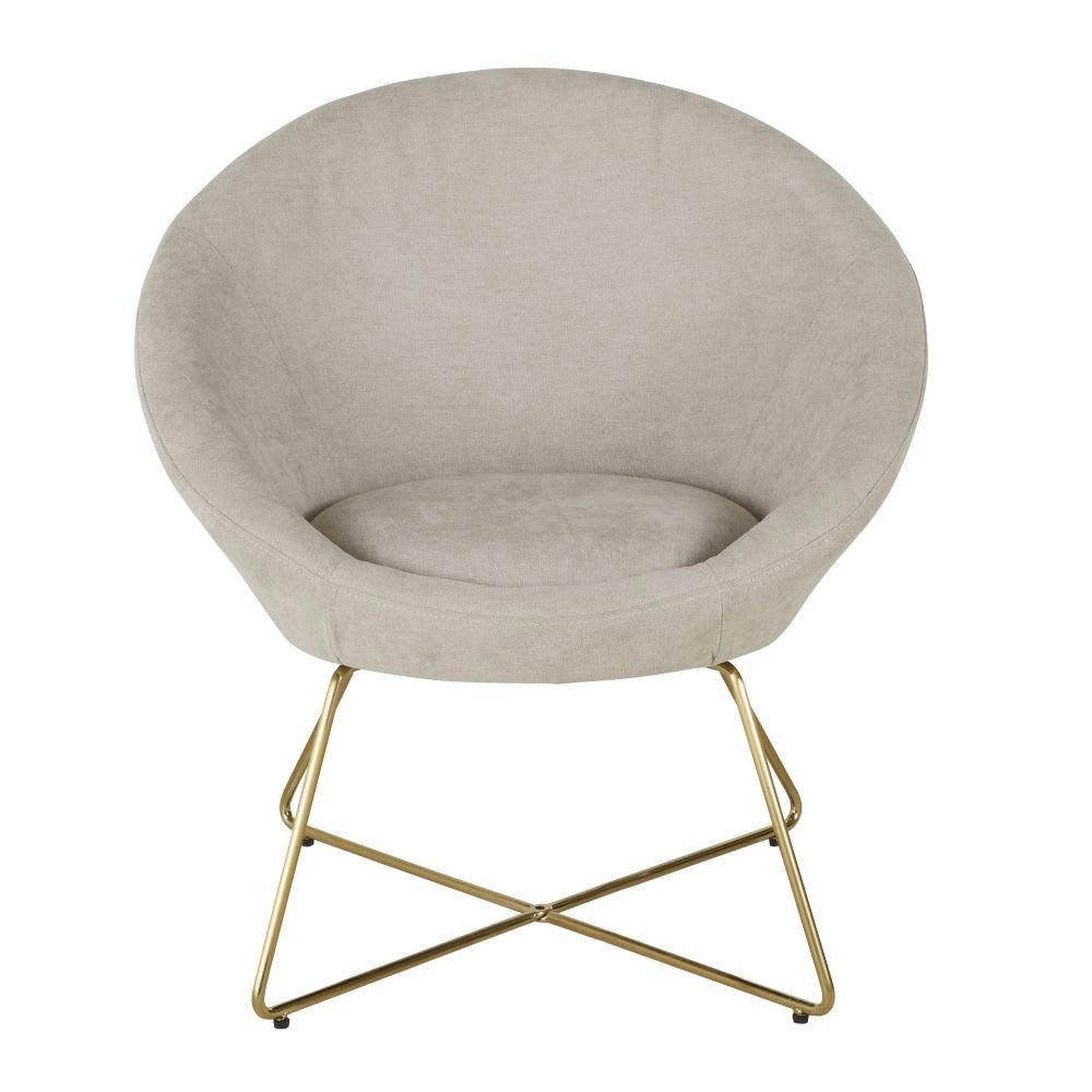 Hipop - Fauteuil beige et pieds en métal doré