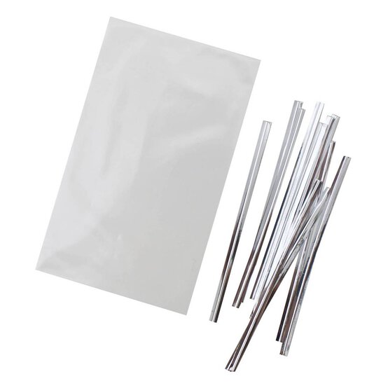 Clear Treat Bags with Ties 7.6 x 12.7cm 100 Pack