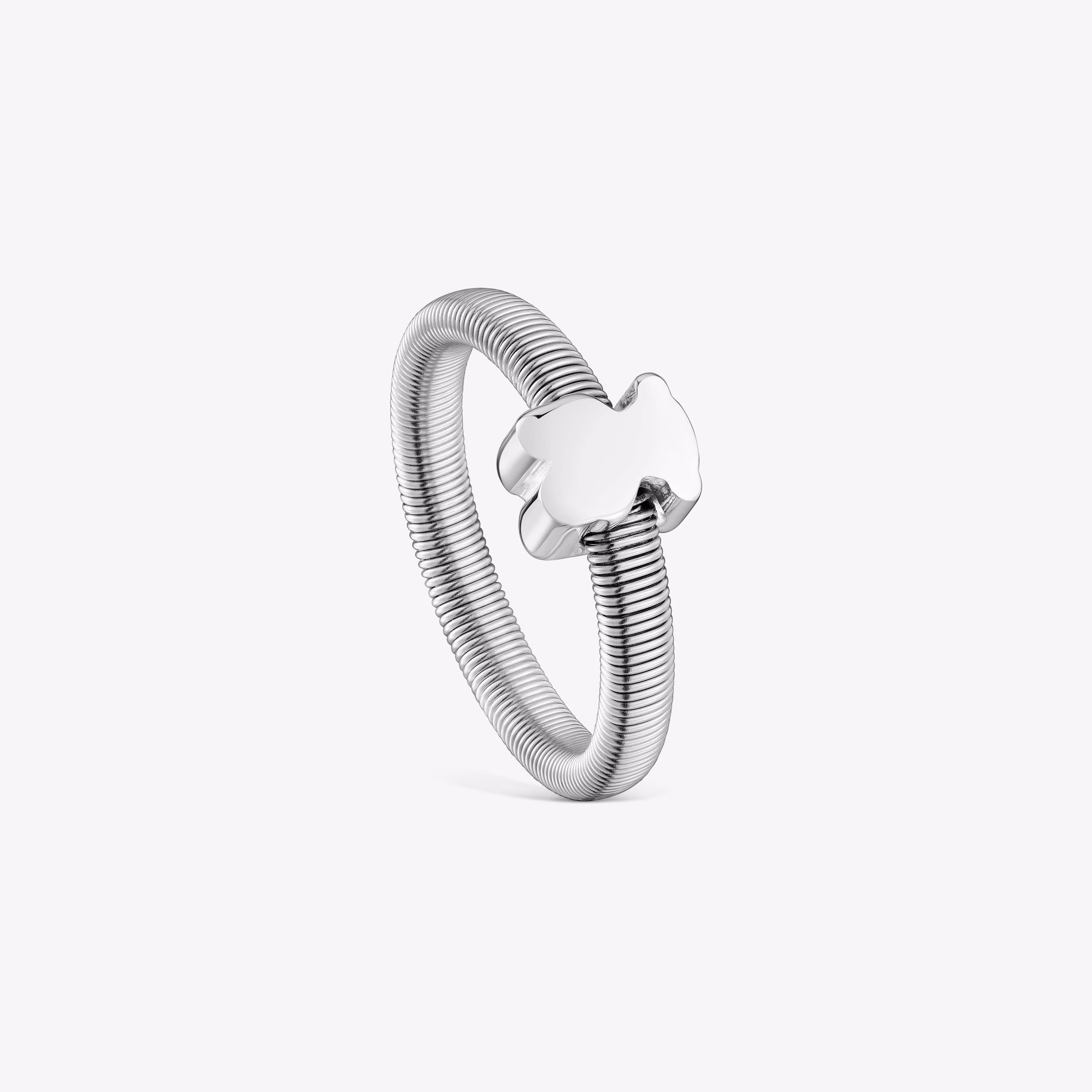 Anillo oso de plata y acero TOUS Mesh Tube