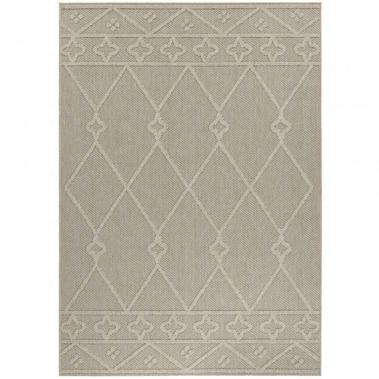 JUDE - Tapis effet jute naturel à relief géométrique beige 240x340cm