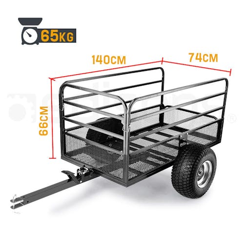 NNEMB Towed Steel Mesh Dump Cart Garden ATV Mower Trailer Tray 1250lbs