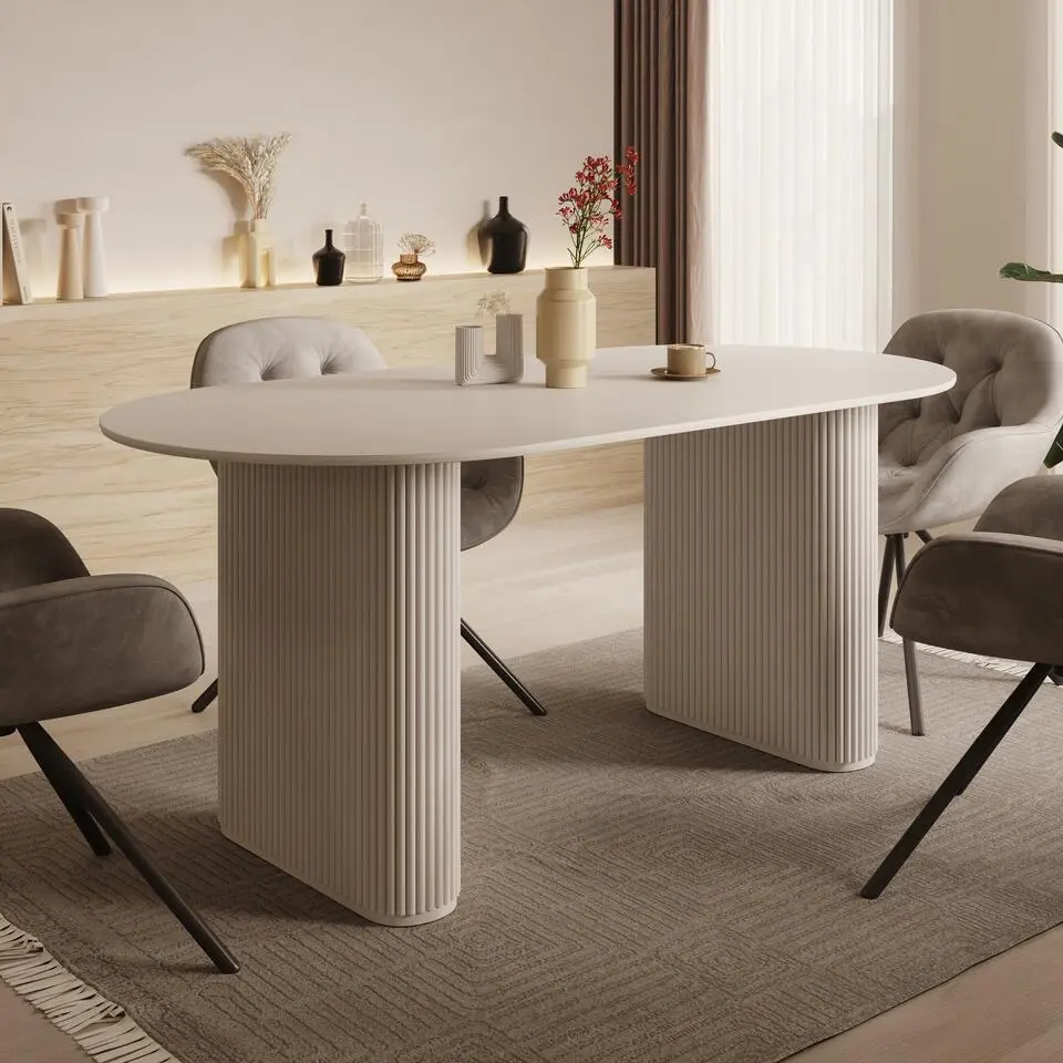 Meubella - Viento - Eetkamertafel - Wit - 180x90x76 cm