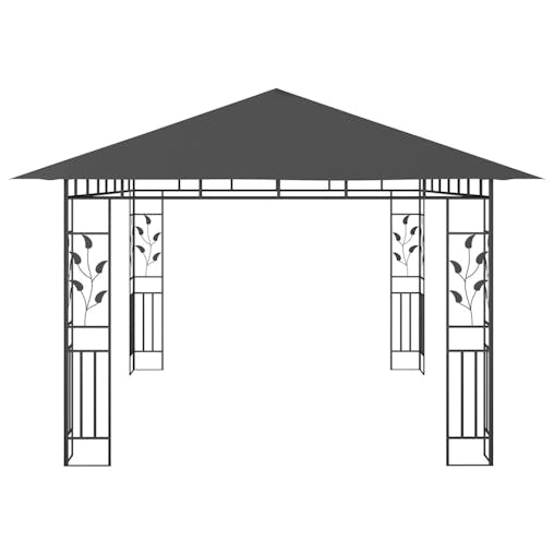 NNEVL Gazebo with Mosquito Net 4x3x2.73 m Anthracite 180 g/m&sup2;