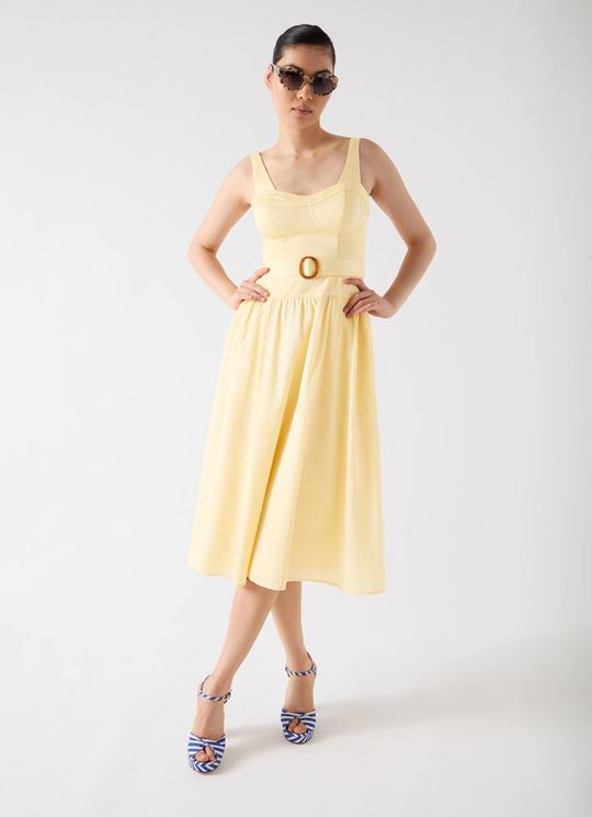 Alessia Italian Straw Multi Belted Bustier Dress