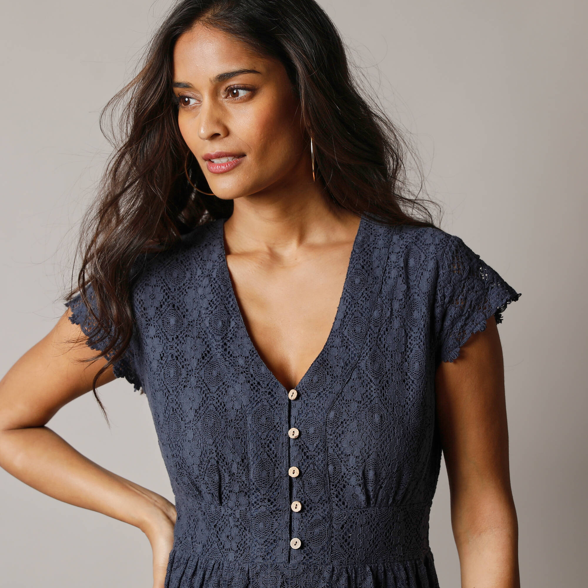 Robe longue dentelle macramé