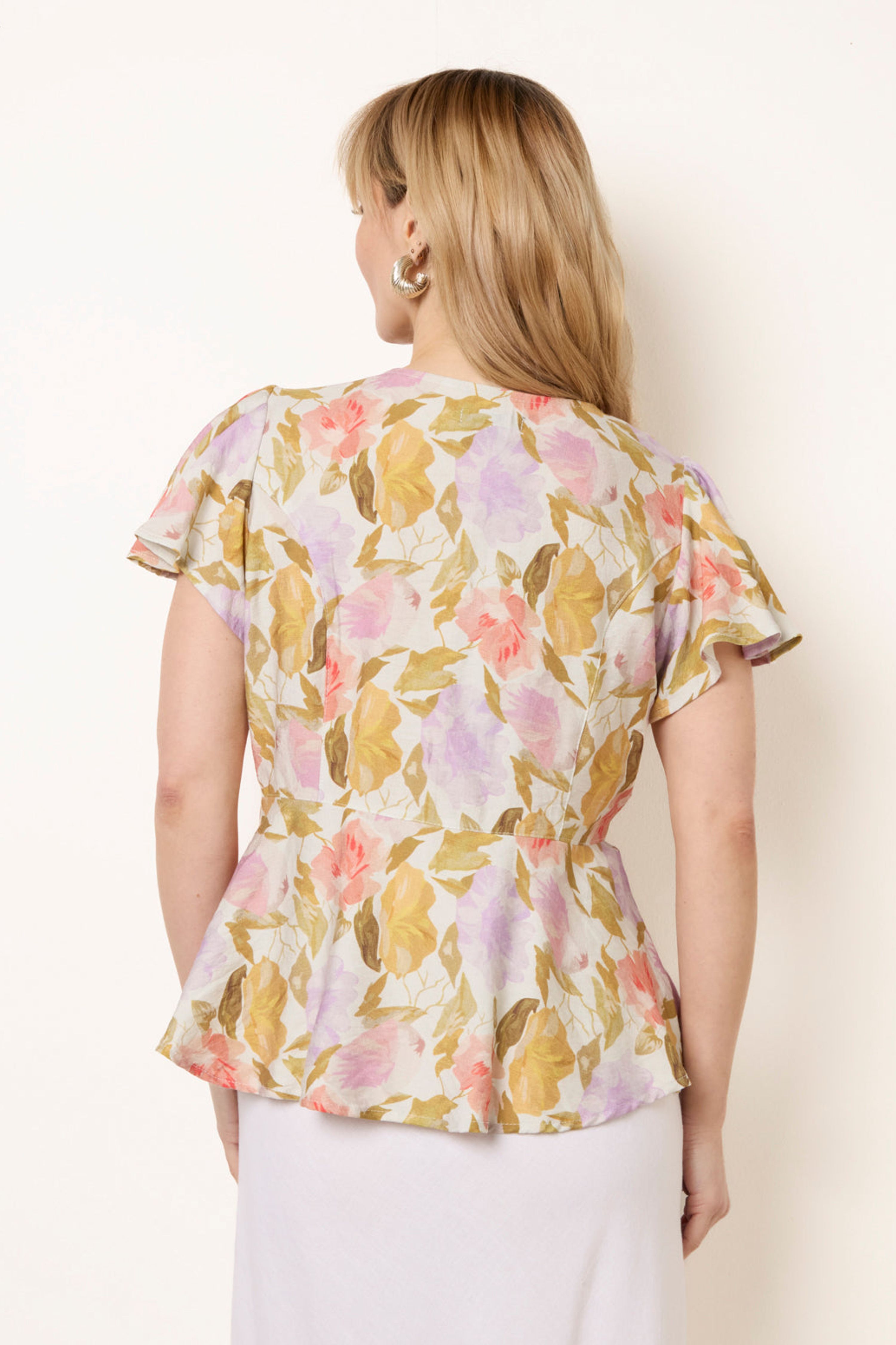 Blue Vanilla Multi Floral Peplum Top