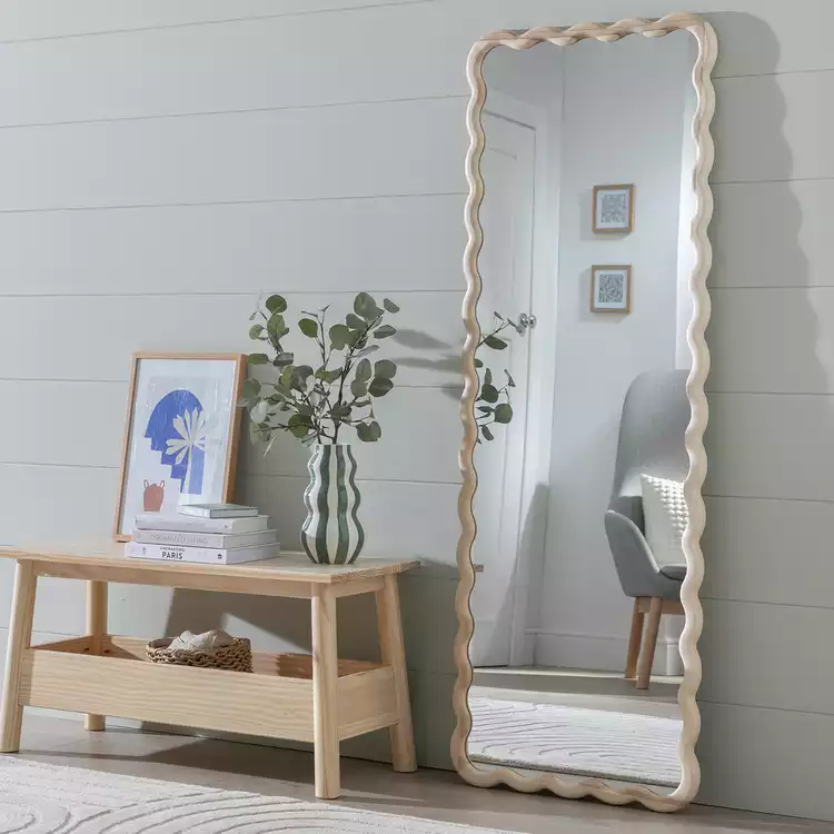 Habitat Solid Ash Full Length Wavy Wall Mirror -150x55cm