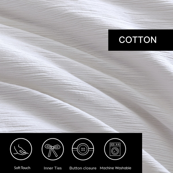 Vera Wang Solid Textured Pleats White Duvet Cover Set