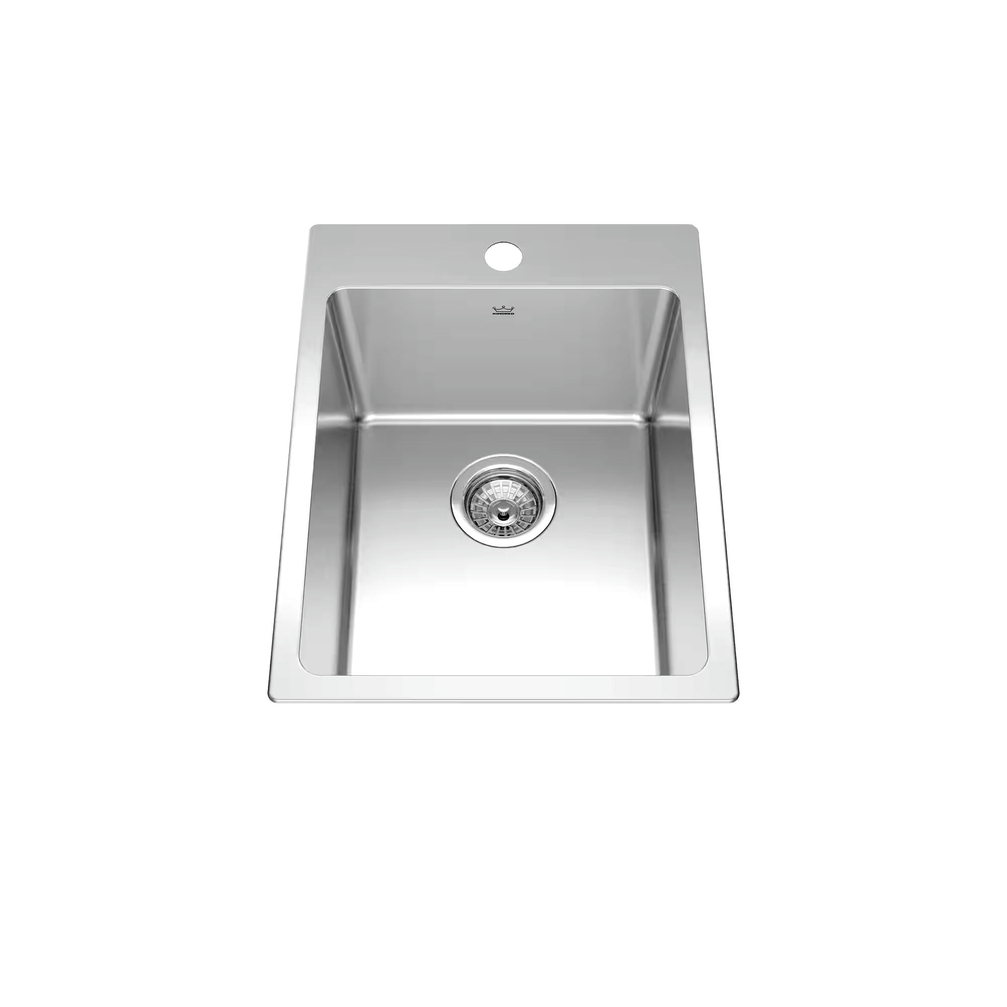 Kindred Brookmore Drop in Single Bowl 1-Hole Kitchen Sink, 15.9-in x 20.9-in x 9-in, Stainless Steel