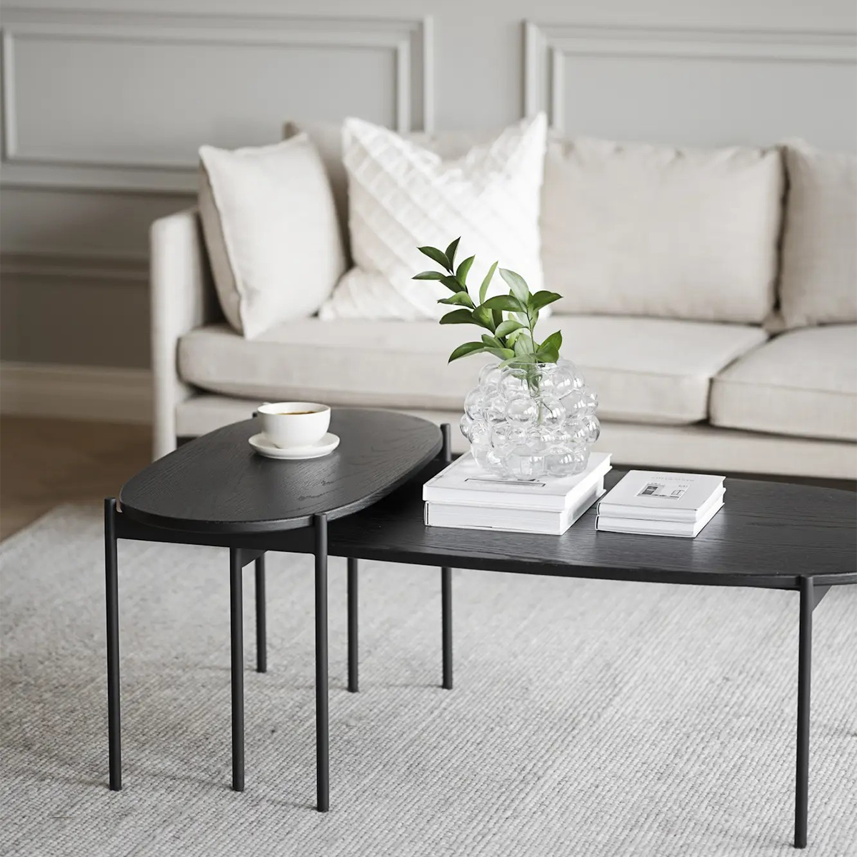 Rowico Home Skye Ovale Houten Salontafel 80 cm - Zwart