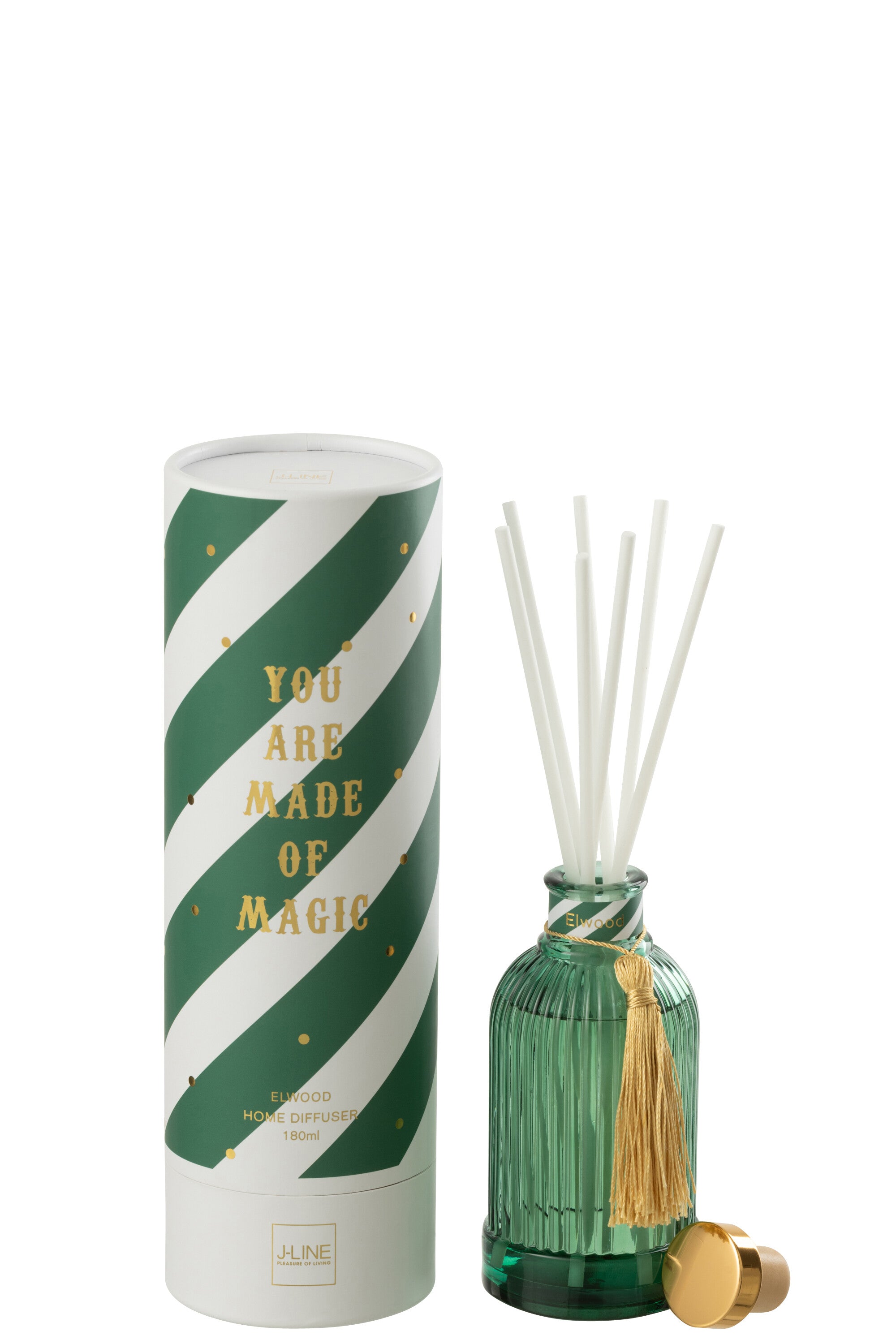 J-Line geurstokjes Magic - Elwood - glas - wit/groen - small