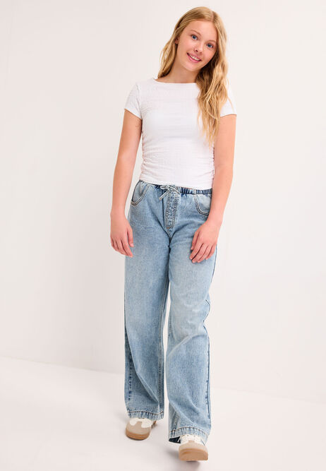 Older Girls White Crinkle Top