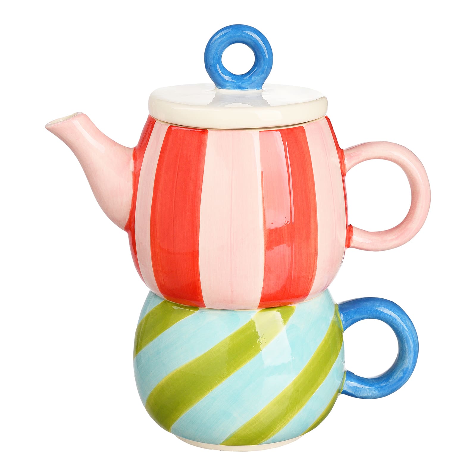 Teekannen-Set mit Tasse Bunt, 2 -tlg.