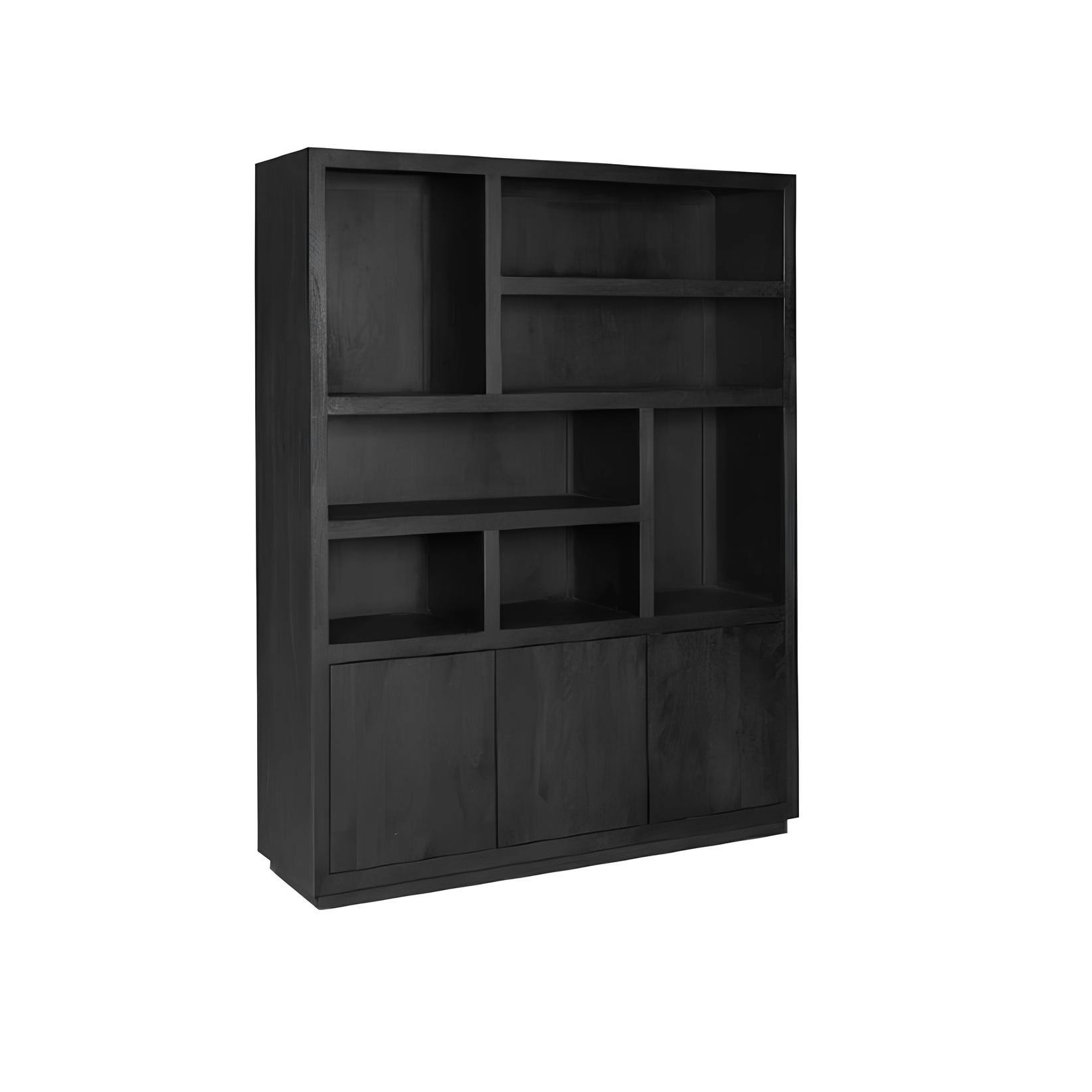 Grande bibliothèque bois noir style minimaliste MONTARO