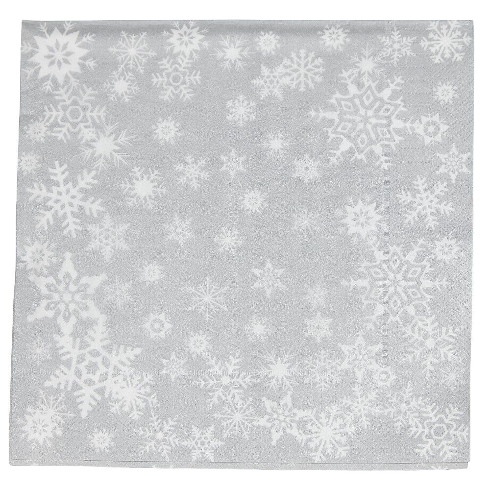 Serviette de No&euml;l en papier motif pluie de flocons x 20