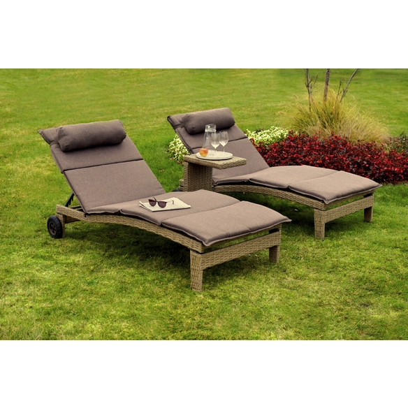 Gartenmöbelset »Andalusia«, Aluminium/Kunststoff, 2 Liegen, 2 Kissen, 1 Beistelltisch Stück