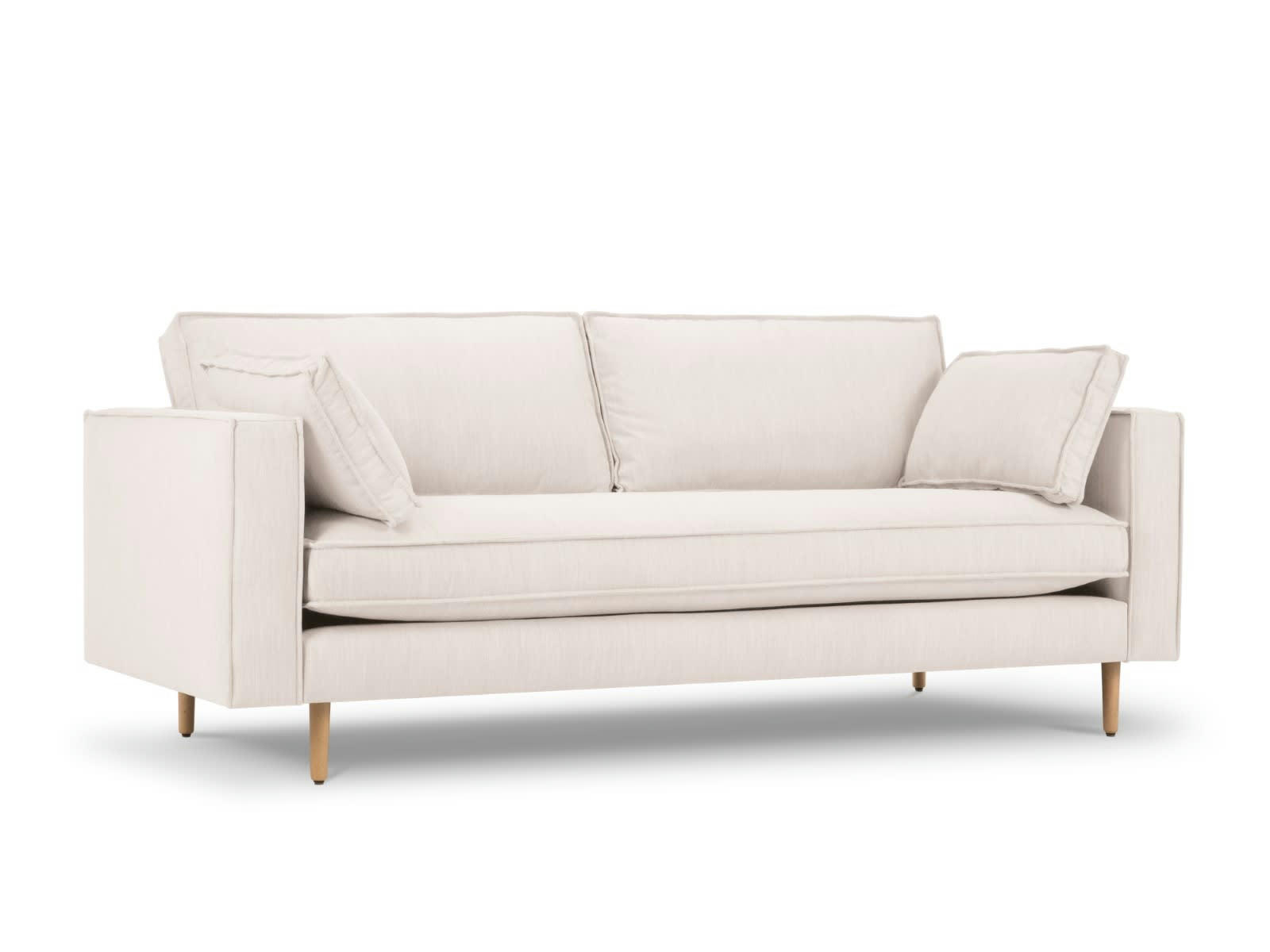 ALEXIS - Canapé 3 places en Tissu Structurel Beige Clair