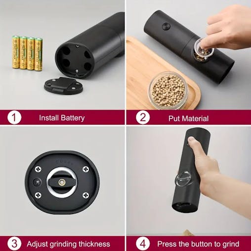 NNETM Electric Pepper Grinder Set - 2pcs Household Sea Salt Ginders
