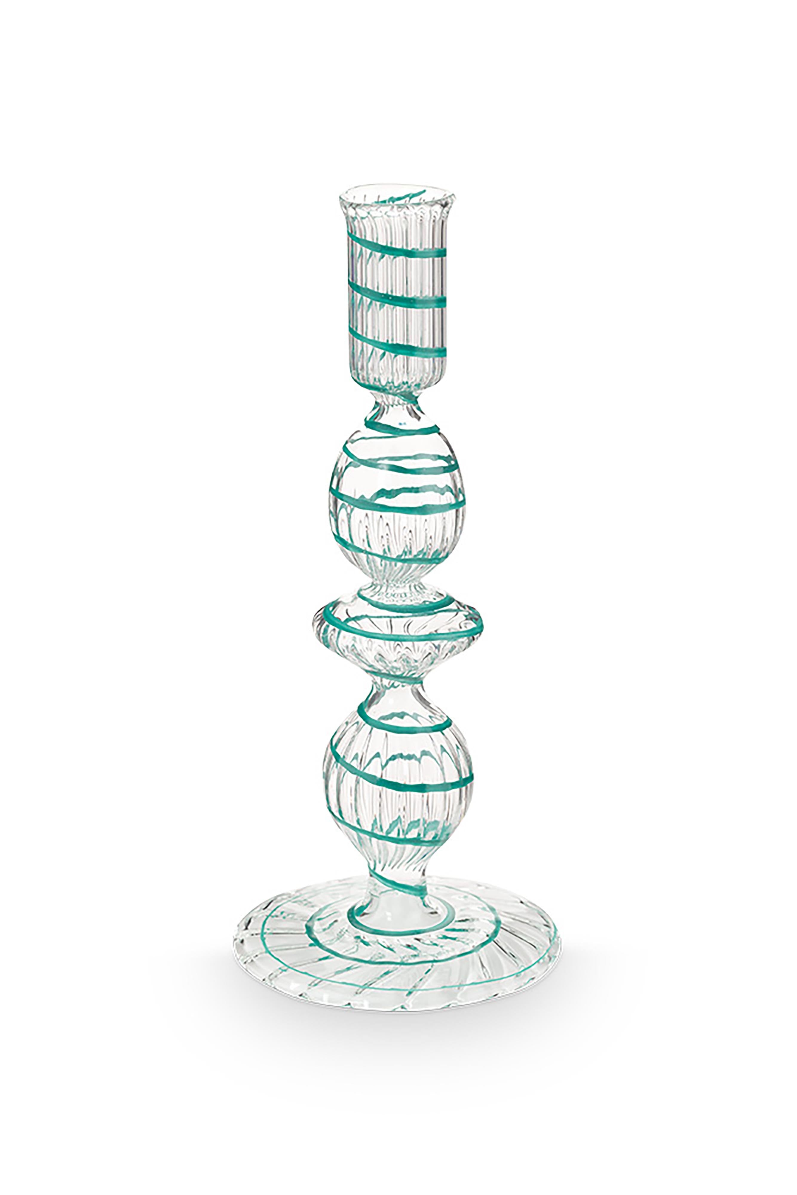 Pip Studio - Kandelaar - Licht Blauw - Glas Swirl - 20cm