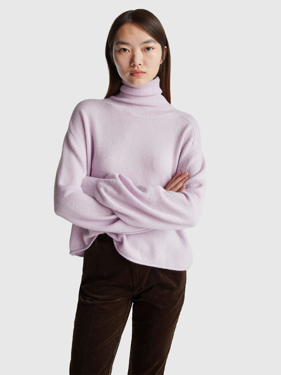 Turtleneck in stretch wool blend